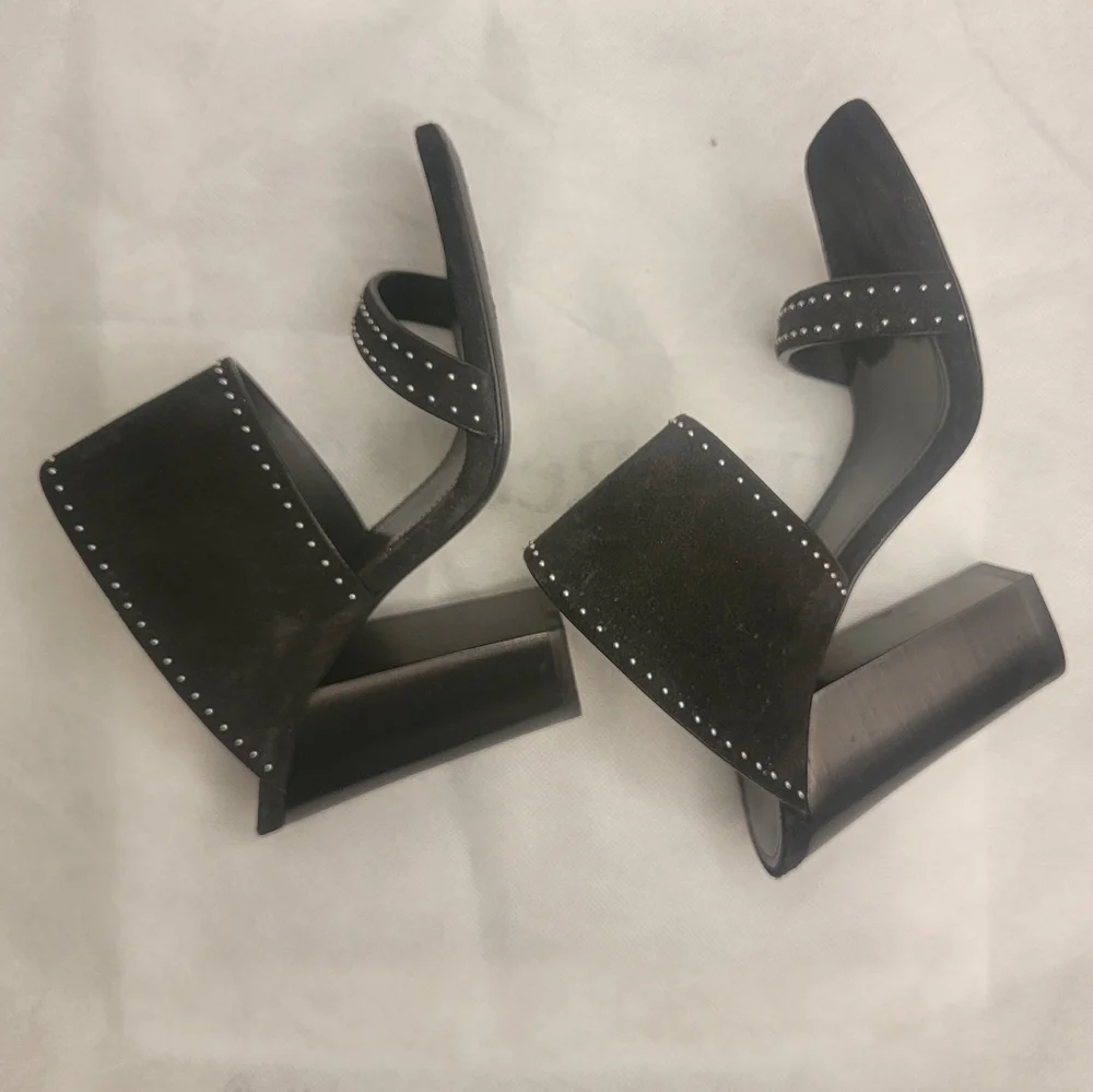 Saint Laurent Black Oak Slide Studded Sandals Sz 36 - Picture 14 of 16